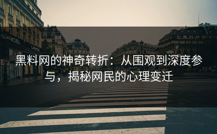 黑料网的神奇转折：从围观到深度参与，揭秘网民的心理变迁