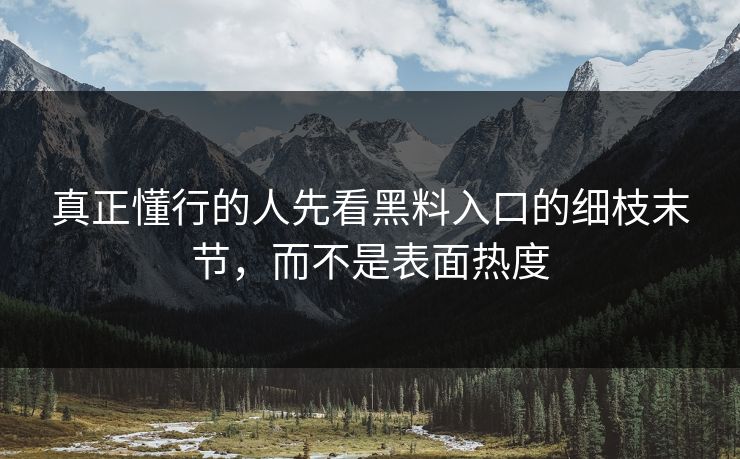 真正懂行的人先看黑料入口的细枝末节，而不是表面热度